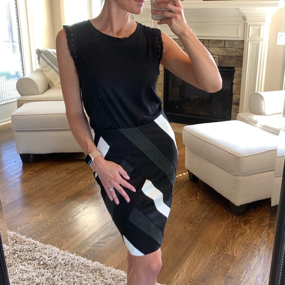 WHITE HOUSE BLACK MARKET Size 00 Career Pencil Skirt Office Black Gray